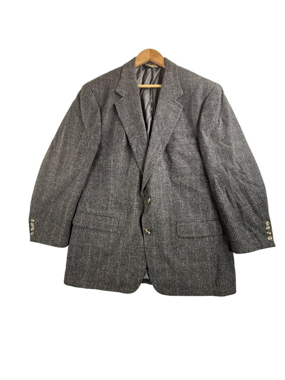 Brooks Brothers Blazer Men EU 54 Gray Check Camel Hair Tweed Sport Coat USA Made